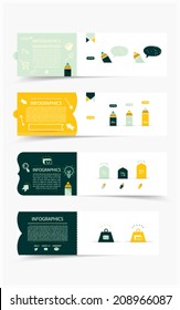 Set of paper banners with hand drawn infographic elements
