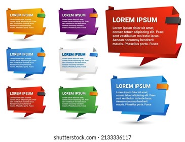 Set of  paper banners Lorem Ipsum. Origami design element for your text. Vector illustration.