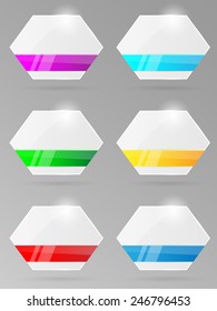 Set of paper banners with ribbon. Vector illustration. 