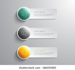 Set of paper banners with shiny plastic button, can be used for business design, infographics, reports, number options, step presentation, progress, workflow layout or websites. Clean and modern style