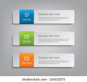 Set of paper banners / tags for business design, infographics, reports, step presentation, progress, number options, websites or workflow layout. Clean and modern style