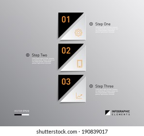 Set of paper banners / tags for business design, infographics, step presentation, progress, number options, websites or workflow layout. Clean and modern style 