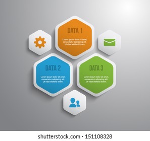 Set of paper banners template with hexagonal shapes for business design, infographics, reports, progress, step presentation, number options, websites or workflow layout. Clean and modern style