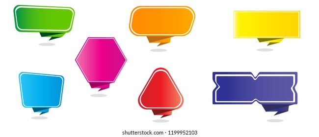 Set of paper banners.Vector origami banners.