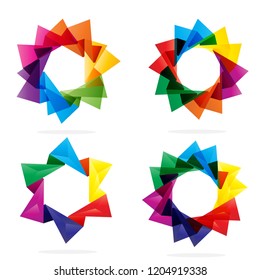 Set of paper banners.Vector origami banners.