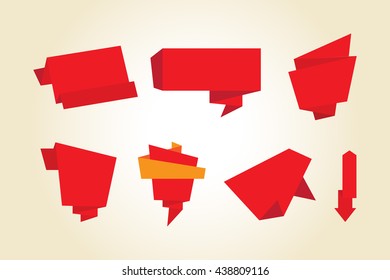 Set of paper banners.Vector origami banners.