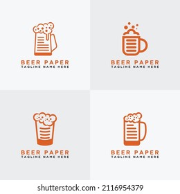 Set Paper and beer. Logo template. - Vector