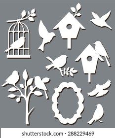Set of paper birds 