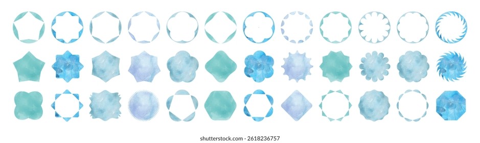 Set of paper blue color stickers mock up. Badge stars, stickers, sale price tag, sticker starburst.