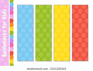 Set of paper bookmarks for books with cute cartoon characters. For kids.  .