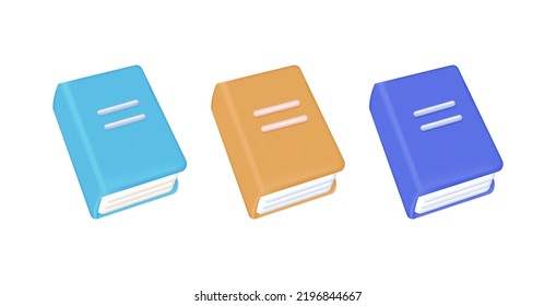 Set of paper books 3d. Paperback textbook collection, learning material for study. Catalog, note, dictionary or magazine in the library. The concept of learning and education. Vector illustration.
