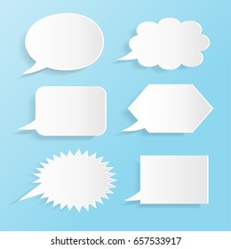 Set of paper bubbles for speech on a blue background, Vector image illustration