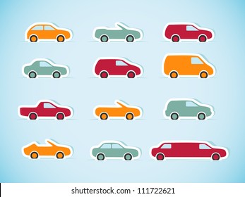 Set of paper cars. Vector illustration.	