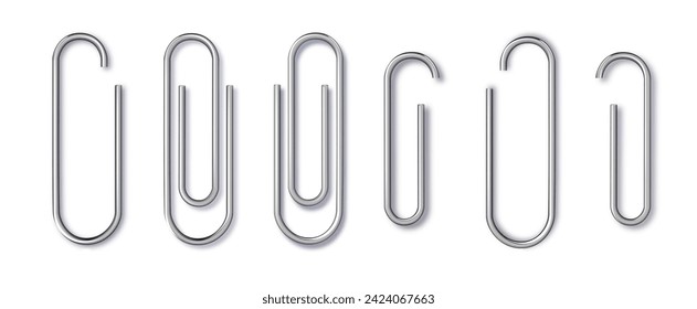 Set of paper clip with black binder on white background. Vector