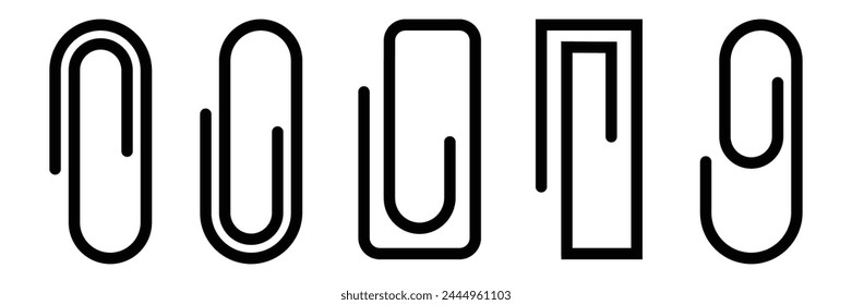 Set of Paper clip icons. Attach symbol. Document staple icons Vector Illustration.