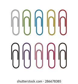Set of paper clips illustration. Multicolor paper clips.