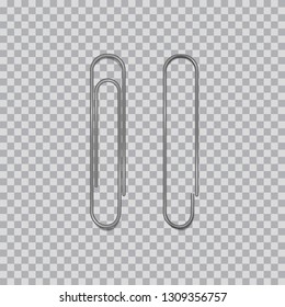 Set of paper clips isolated on transparent background