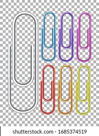 Conjunto de clips de papel en la ilustración de fondo transparente