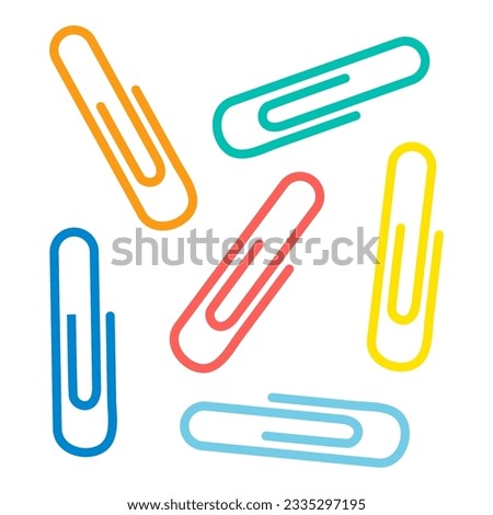 Set of paper clips. School and office supplies. Vector illustration.