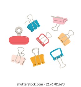 Set of paper clips, stationery. Vector design element.