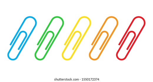 Set of Paper clips - vector. Colored Paper clips isolated.