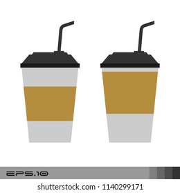 Set of paper Coffee Cups Icon Vector
