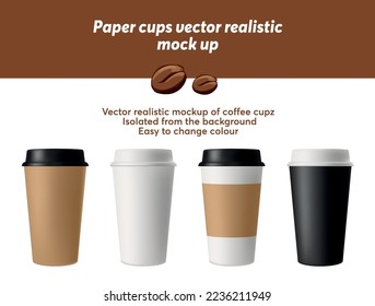 Set of Paper Coffee Cups on with background. Coffee Cup 3d collection