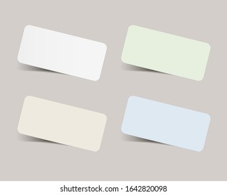 Set of paper color price tags stickers with shadow on transparent background.