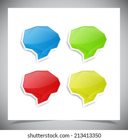Set of paper color speech bubbles. vector illustration.
