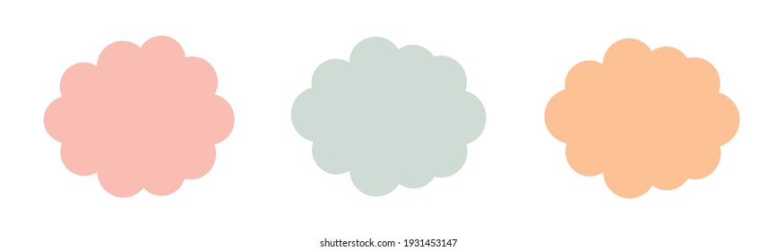 Stellen Sie farbige Papierwolken auf. Cartoon Cloud Collection Abstrakte Sprachluftwolke einzeln. Vectordesign-Element.