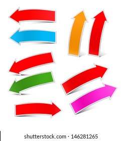 Set of paper colorful arrows, vector illustration