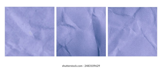Set of paper with crumpled texture. Collection of realistic blue retro notepad sheets.
