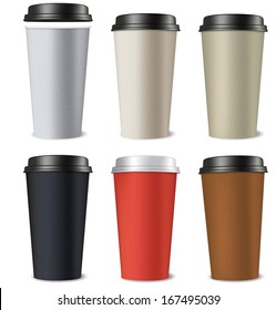 Set of paper cups isolated on a white background. Vector illustration