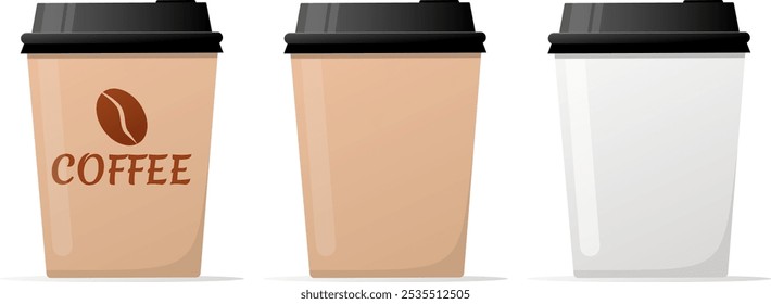 set of paper cups for skin and other drinks, liquid containers