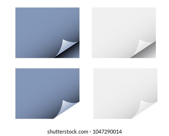 set of paper curl with shadow on blank sheet  Element for business message - vector illustration