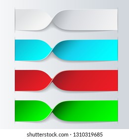 Set of paper curled banner templates for advertising. Vector Illustration