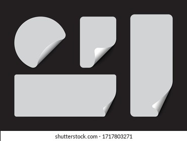 Set of paper with curled corner with soft shadows on transparent background. realistic paper page. A4 pages mock up, circle paper.
