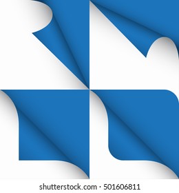 Set of paper curled corners of page, vector illustration