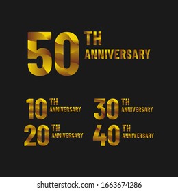 Conjunto de aniversario del logo de corte de papel para la empresa de celebración o la empresa