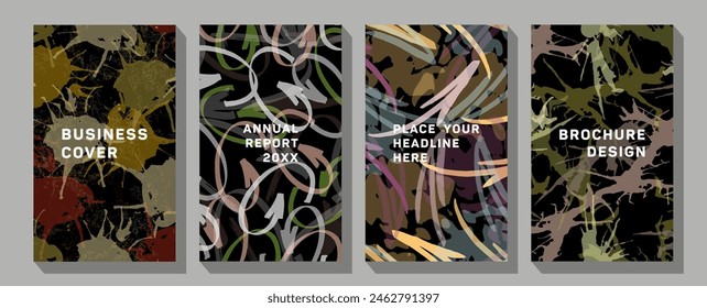 Set with paper cut pieces. Different shapes and hand drawn textures.  Trendy style poster set for wall decoration, interior, wallpaper, banner.