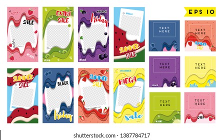 
Set of paper cutout style templates. Berry Stickers on a paper cut out background. Vector.