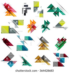 Set of paper design style geometrical banners with sample text, infographic elements