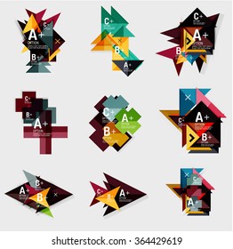 Set of paper design style geometrical banners with sample text, infographic elements