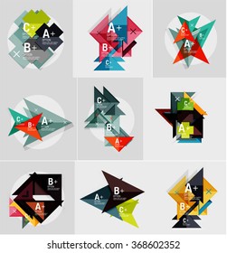 Conjunto de banners geométricos de estilo de diseño de papel con texto de ejemplo, elementos infográficos