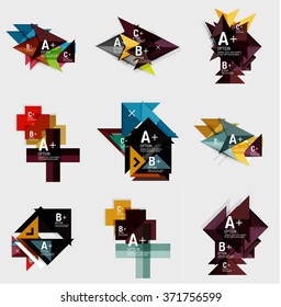 Set of paper design style geometrical banners with sample text, infographic elements