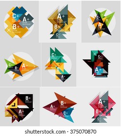 Set of paper design style geometrical banners with sample text, infographic elements