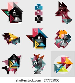 Conjunto de banners geométricos de estilo de diseño de papel con texto de ejemplo, elementos infográficos