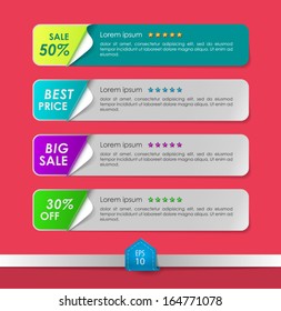 Set of  Paper Design Tags and Labels / Colorful Stickers. Vector