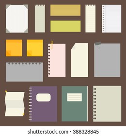 set of paper designs. paper sheets, lined paper and note paper