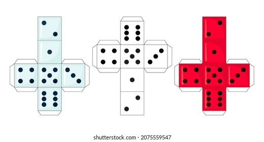 Set of Paper Dice Templates isolated on white.